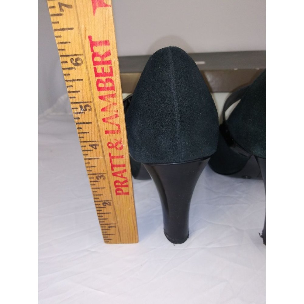 Merona Marylynn Black Suede Pumps Heels Strap Size 8 - Picture 4 of 7